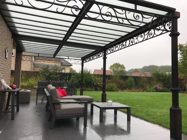 İşlemeli Cam Çatılı Bahçe Pergolası, Pergola & Çardak | Özbir Ferforje